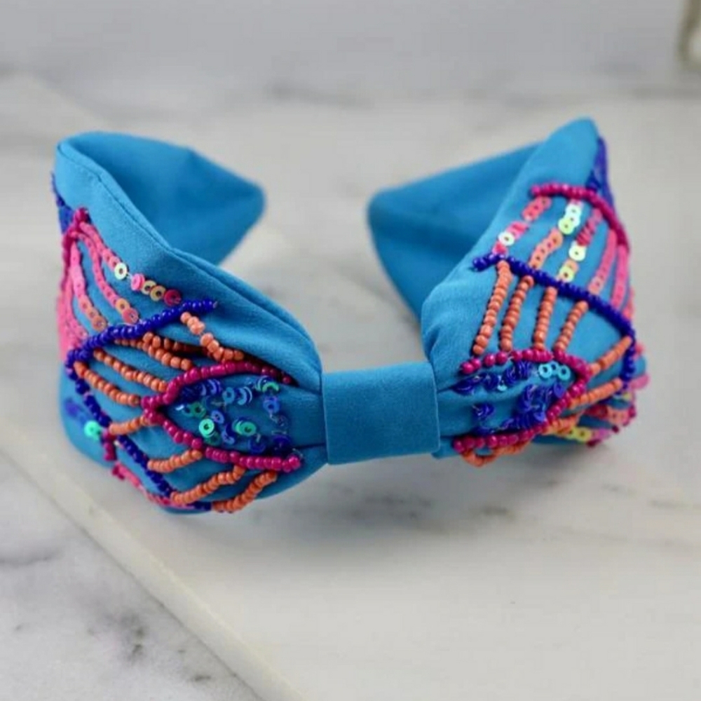 Beaded sequince headband caroline hill